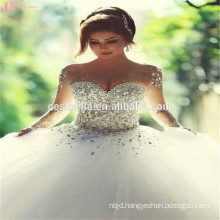 2017 Real sample strapless sweetheart heavy beaded shining wedding gown 2 meters train wedding dress gown